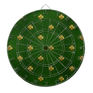 Goldenes grünes Klee-Muster Dartscheibe