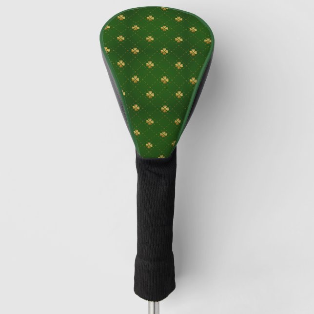 Goldenes grünes Klee-Muster Golf Headcover (Vorderseite)