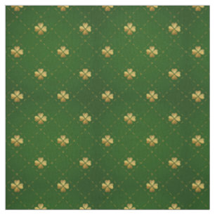 Goldenes grünes Klee-Muster Stoff