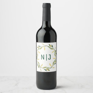 Goldenes grünes Leaf Kraut Rustikaler Wein Weinetikett