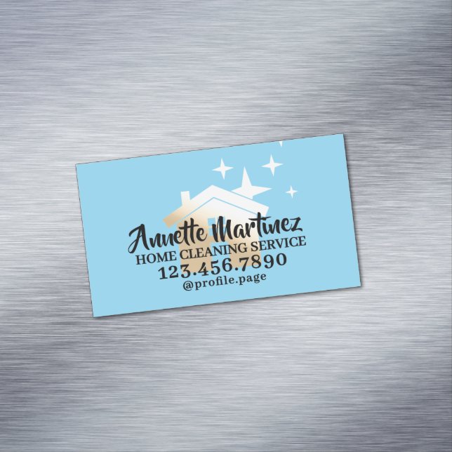Goldenes Hauslogo Zuhause-Reinigung Magnetische Visitenkarte (Beispiel)