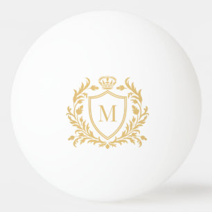 Goldenes Heraldik-Wappenkronen-Monogramm Tischtennisball