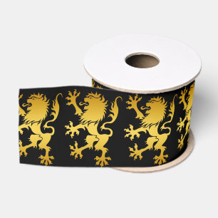 Goldenes heraldisches Löwe-Band Ripsband