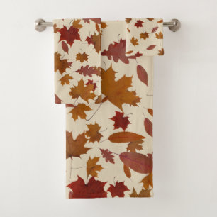 Goldenes Herbst-Blätter auf kundenspezifischer Badhandtuch Set