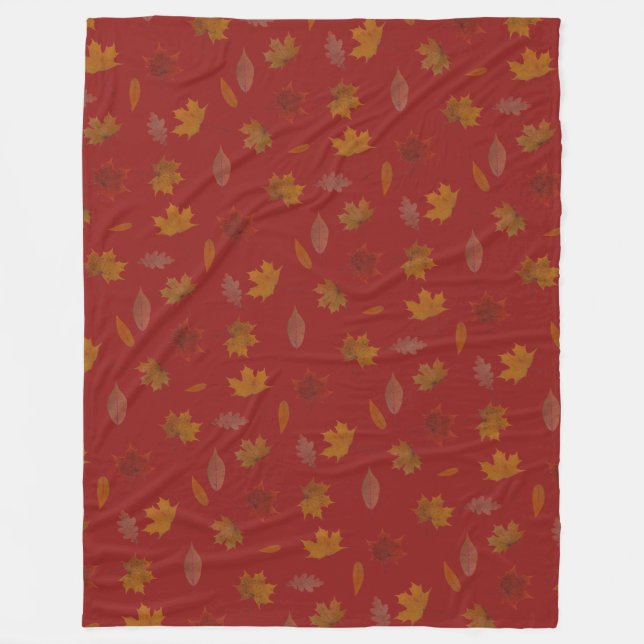 Goldenes Herbst-Blätter auf roter Fleecedecke (Vorderseite)