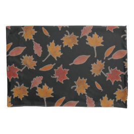 Goldenes Herbst-Blätter auf schwarzer Kissenbezug