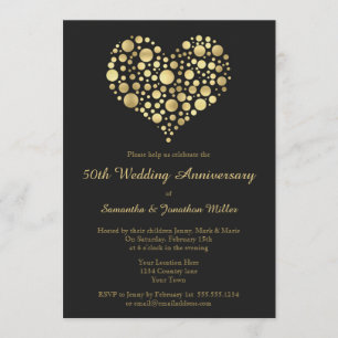Goldenes Herz 50. Hochzeitstag Goldene Einladung
