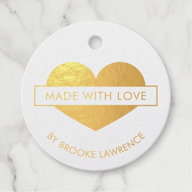 Goldenes Herz aus Liebe Geschenkanhänger (Vorderseite)