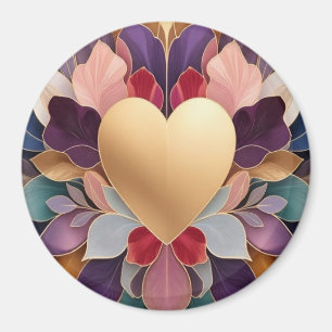 Goldenes Herz Blühen Elegante Mehrfarbige Blumensy Magnet