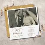 Goldenes Herz Confetti Hochzeit Foto 50 Jahre Jubi Einladung<br><div class="desc">Personalisieren Sie Ihre Lieblings-Hochzeitsfeier mit Ihrem 50. goldenen Hochzeitsjubiläum Details in eleganter Goldtypografie. Auf der Rückseite befinden sich die Liebe Confetti. Entwickelt von Thisisnotme©</div>