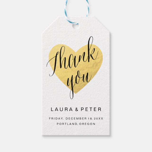 Goldenes Herz danke dir für Tag Geschenkanhänger (Vorderseite)