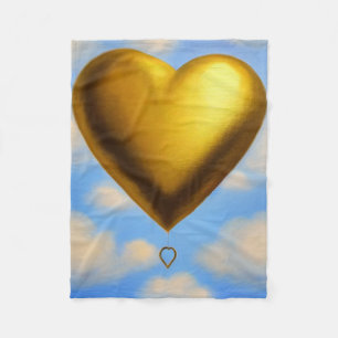 Goldenes Herz im Himmel Fleecedecke