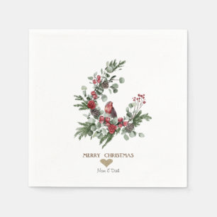Goldenes Herz, Kraut Roter Kardinal Weihnachten Serviette