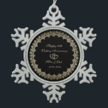 Goldenes Herz Rings 50. Hochzeitstag Schneeflocken Zinn-Ornament<br><div class="desc">Elegante goldblütige Wirbel 50. Hochzeitstag Schmuck.</div>