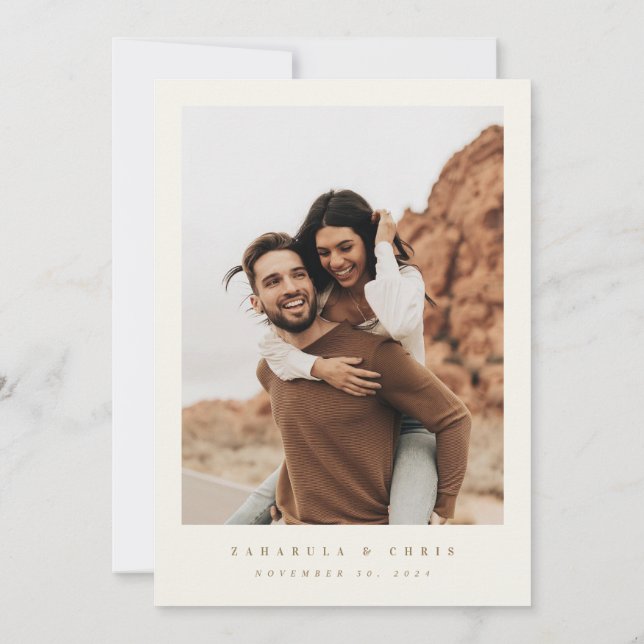 Goldenes Herz Save the Date Kalender Fotokarte (Rückseite)