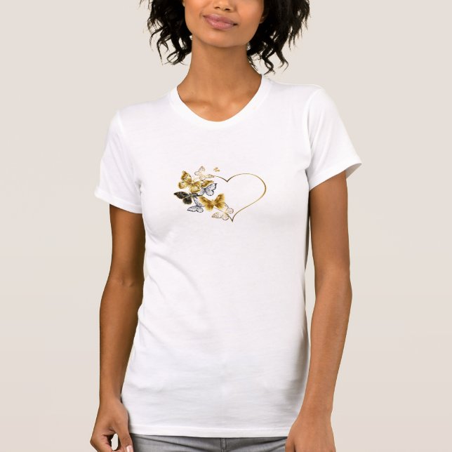 Goldenes Herz und Schmetterlinge Bella+Leinwand Kl T-Shirt (Vorderseite)