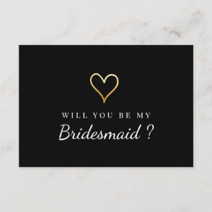Goldenes Herz wirst du meine Bridesmaid sein Einladung