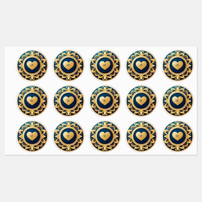 Goldenes Herzmedaillon Etiketten (Blatt)