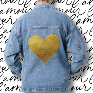 Goldenes Herzsymbol der Liebe BlueJean Jacket Jeansjacke