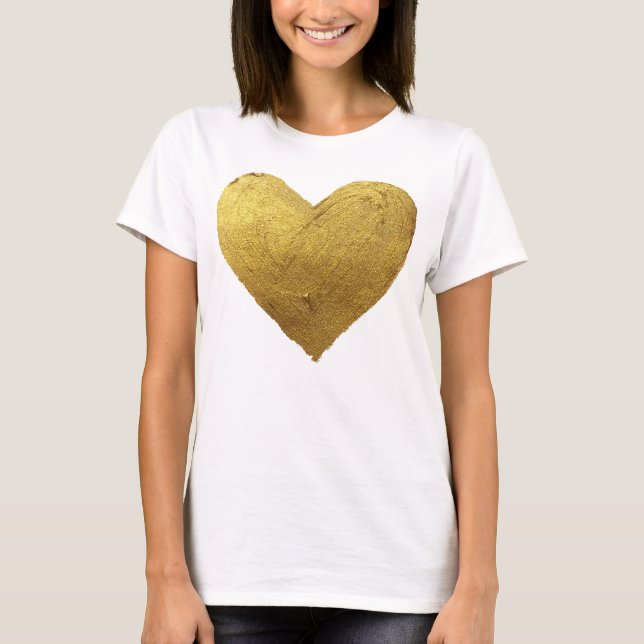 Goldenes Herzsymbol für Liebe T - Shirt (Vorderseite)