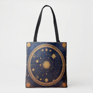 Goldenes Himmelsdesign mit Sonne und Orbits
