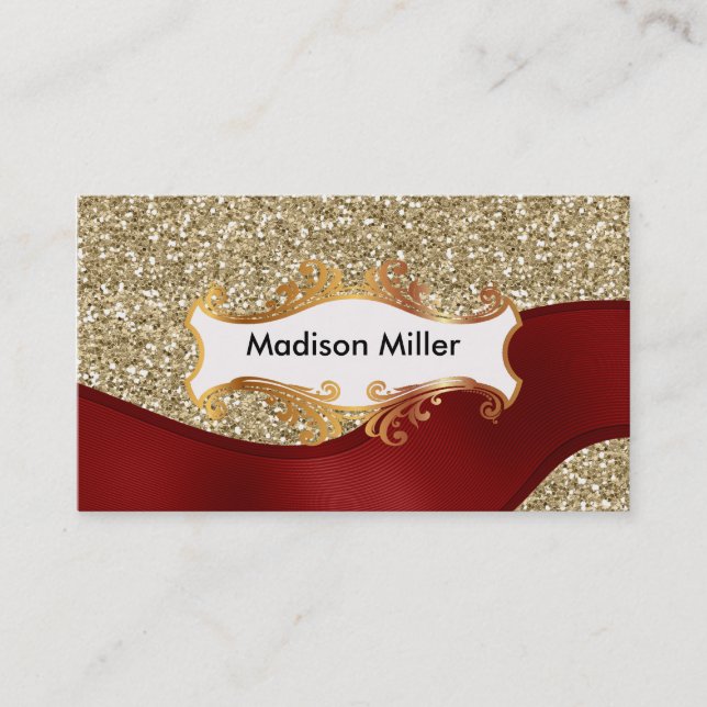 Goldenes Hintergrundrotband Visitenkarte (Vorderseite)