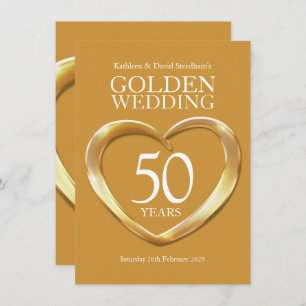 Goldenes Hochzeitsherz 50 Jahre Gold Party laden e Einladung