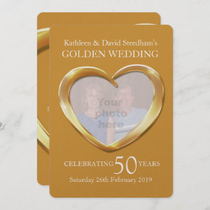 Goldenes Hochzeitsherz Foto 50 Jahre Party laden e Einladung