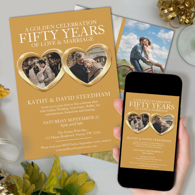 Goldenes Hochzeitstag 50. Party 6 Fotos Einladung (Von Creator hochgeladen)