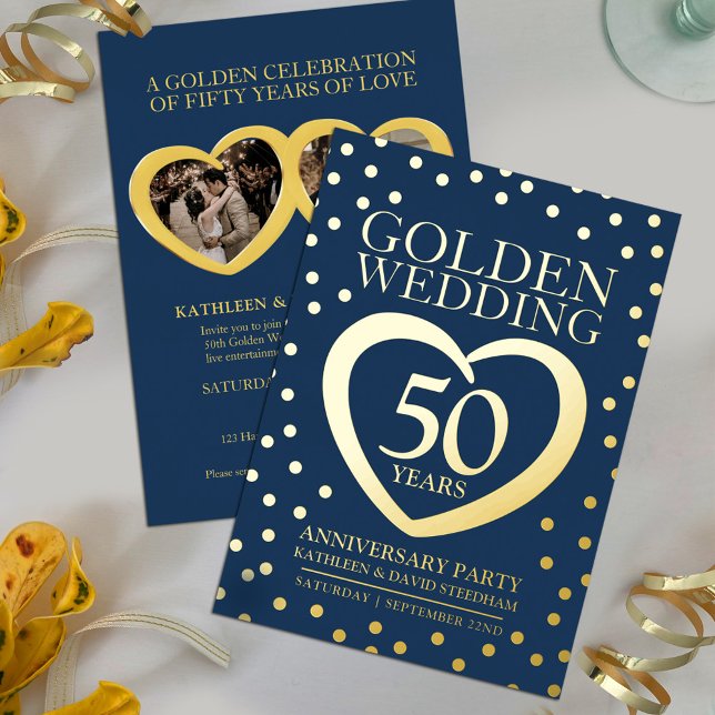 Goldenes Hochzeitstag 50. Party Folieneinladung (Von Creator hochgeladen)
