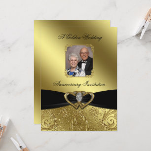 Goldenes Hochzeitstag Foto Einladung