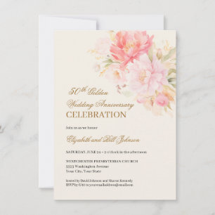 Goldenes Hochzeitsthema Rosa 50. Hochzeitsjubiläum Einladung