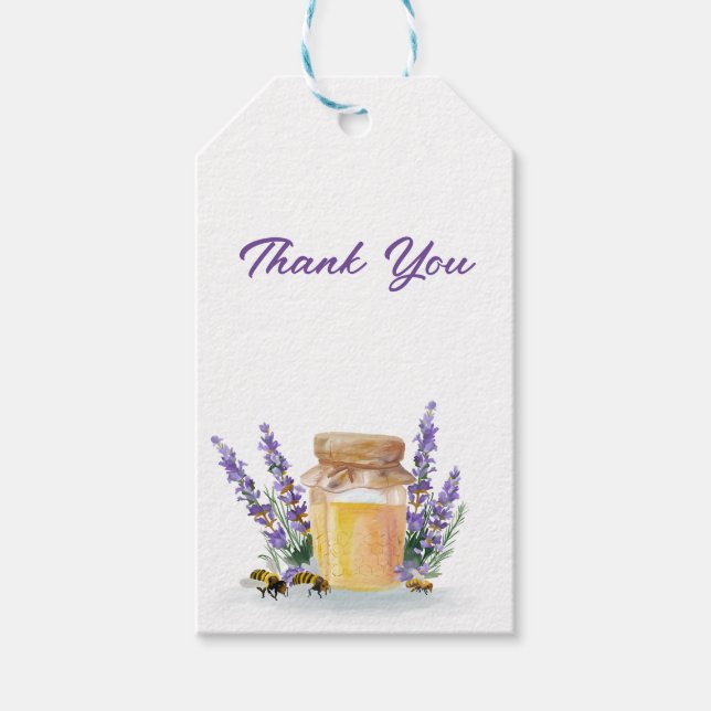 Goldenes Honig mit einem Sprig Lavendel Napkin Geschenkanhänger (Vorderseite)