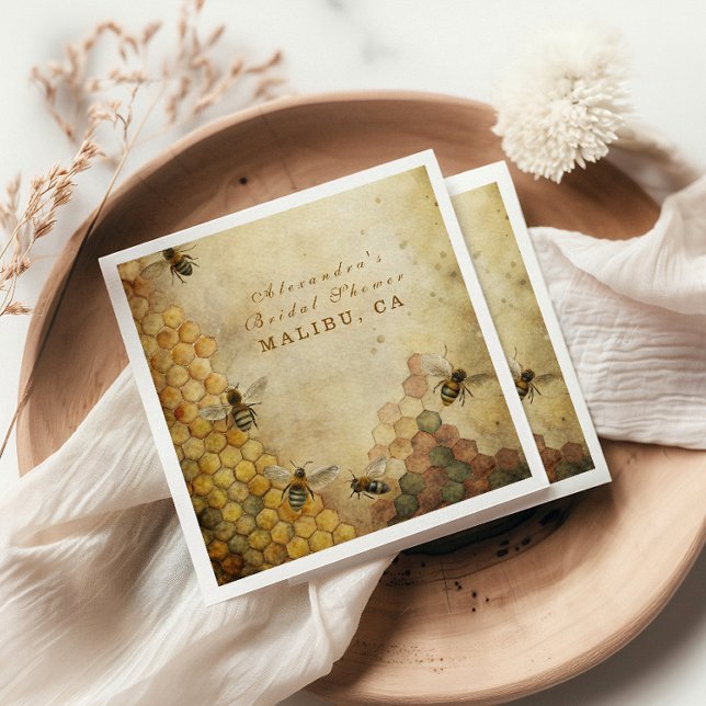 Goldenes Honigbienen-Brautparty Serviette (Von Creator hochgeladen)