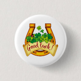 Goldenes Hufeisen Button