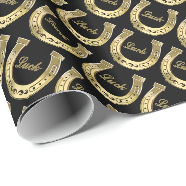 Goldenes Hufeisen Geschenkpapier (Rolleneckpunkt)