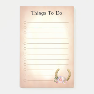 Goldenes Hufeisen mit Blumen Dinge zu tun Post-it Klebezettel