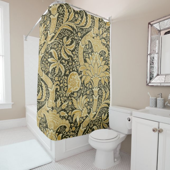 Goldenes indisches Muster, William Morris Duschvorhang (Beispiel)