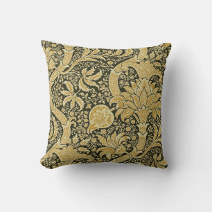 Goldenes indisches Muster, William Morris Kissen