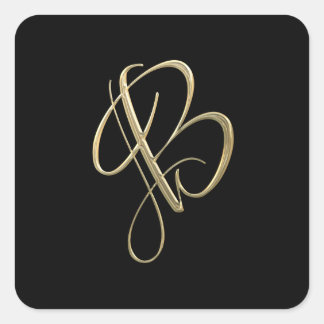 Goldenes initiales B-Monogramm Quadratischer Aufkleber
