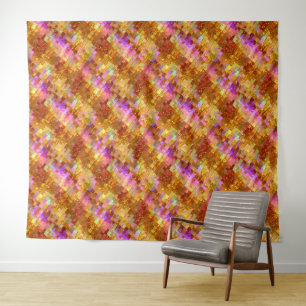 Goldenes Iris-Mosaikmuster Wandteppich