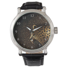 Goldenes Jaguar-Muster Armbanduhr