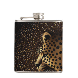 Goldenes Jaguar-Muster Flachmann