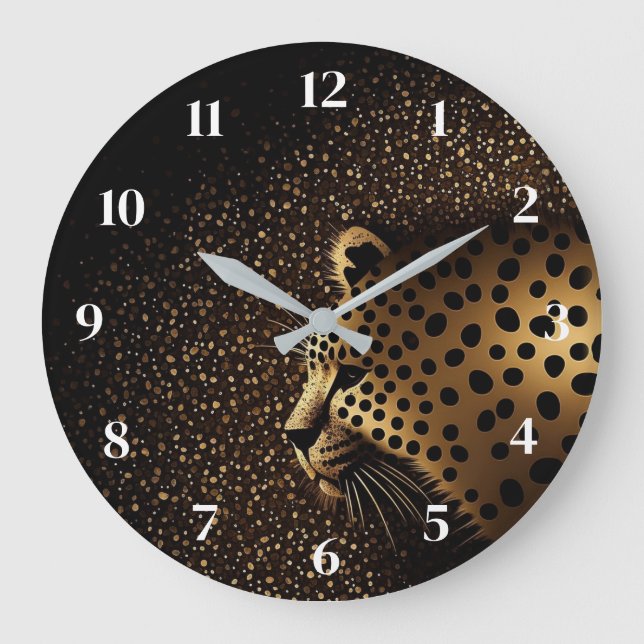 Goldenes Jaguar-Muster           Große Wanduhr (Vorderseite)