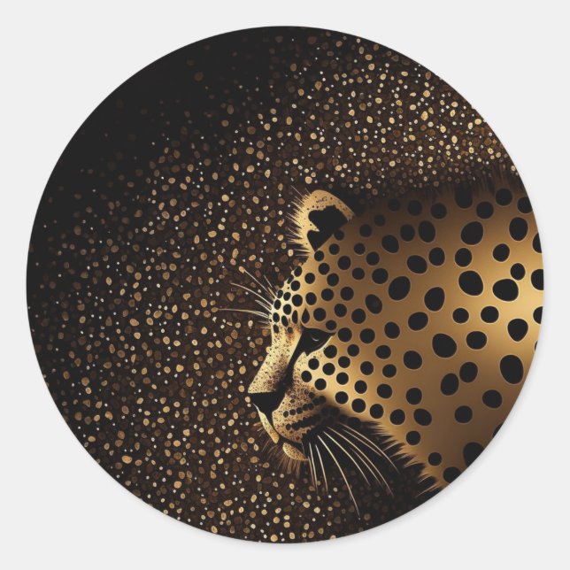 Goldenes Jaguar-Muster           Runder Aufkleber (Vorderseite)