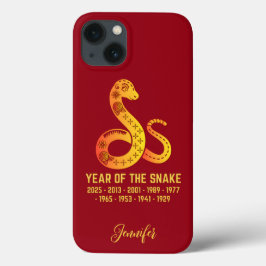 Goldenes Jahr der Schlange Zodiac Name Rot Case-Mate iPhone Hülle