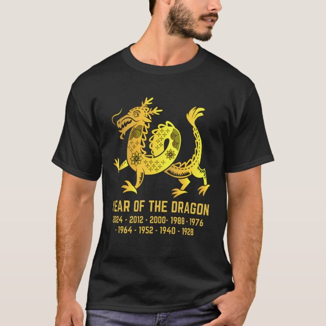 Goldenes Jahr des Drachen Chinesischer Zodiak T-Shirt (Vorderseite)