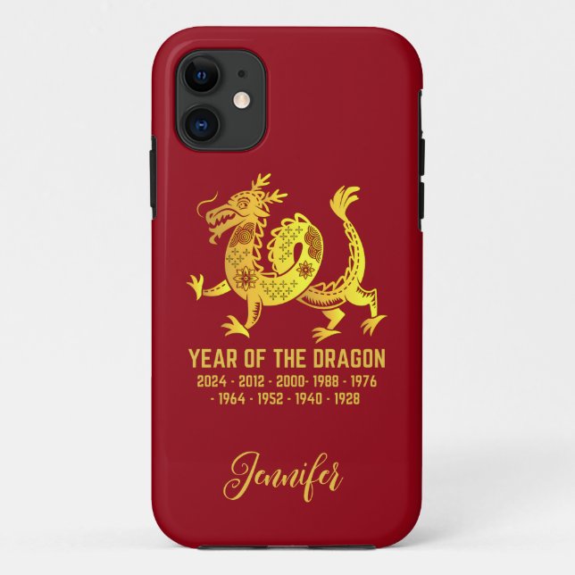 Goldenes Jahr des Drachen Zodiac Rot Case-Mate iPhone Hülle (Rückseite)