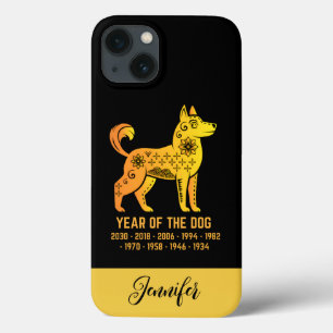 Goldenes Jahr des Hundes Zodiac Name Schwarz Case-Mate iPhone Hülle