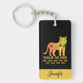 Goldenes Jahr des Tiger-Zodiaka-Namens Schwarz Schlüsselanhänger